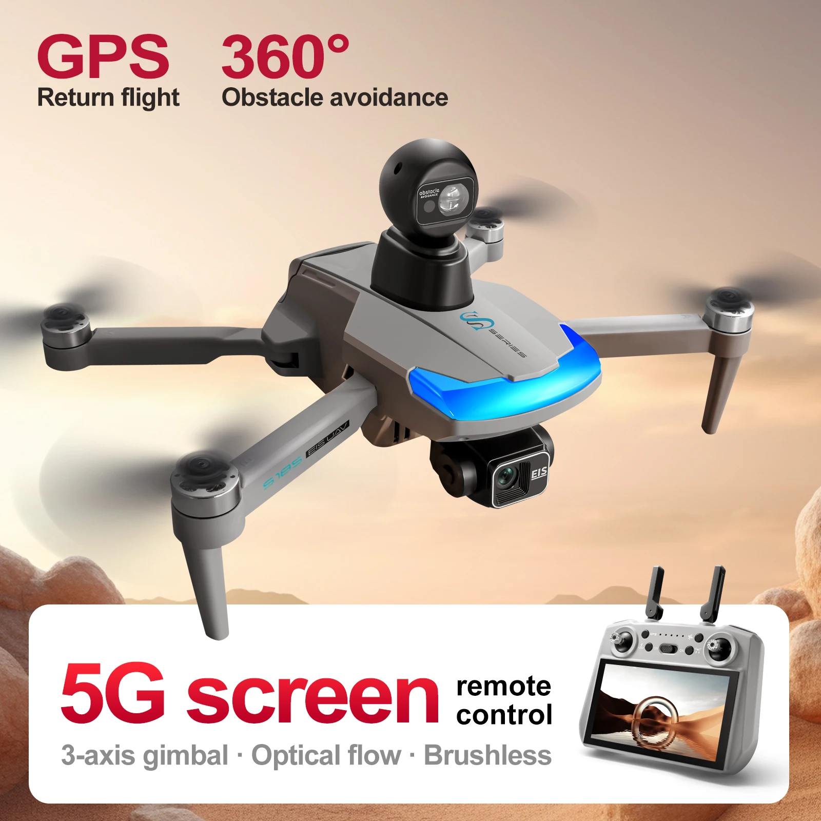 Drone Gimbal 3 Axis - Drone professionnel S185 2.7K HD, double