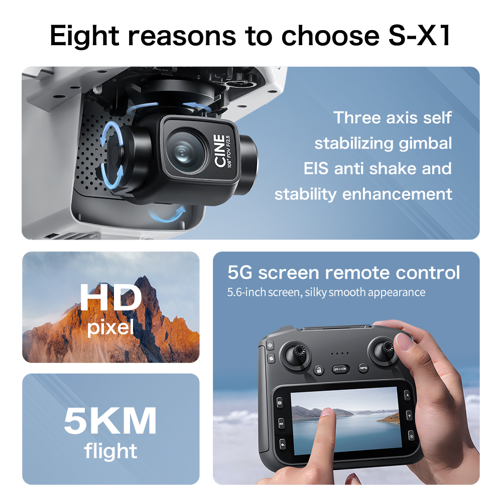 Drone GPS S-X1 MAX avec cardan - Drone Gimbal 3 Axis avis et prix